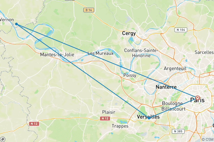Carte du circuit Week-end au château et au jardin de Monet en train - Plessis Robinson