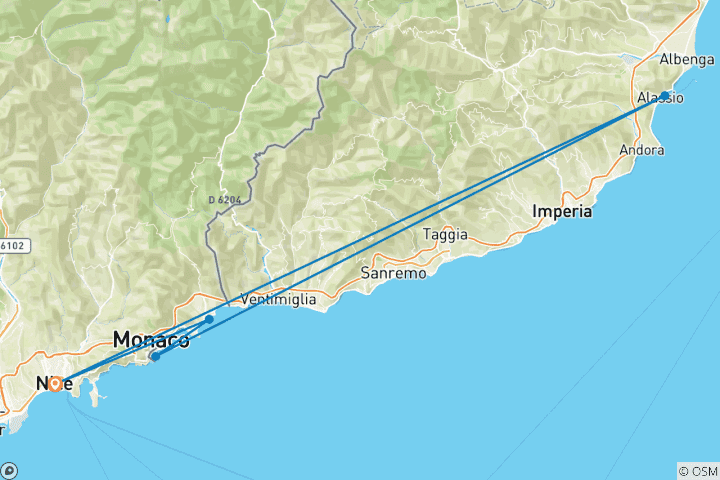 Map of French & Italian Riviera Splendour - Alassio