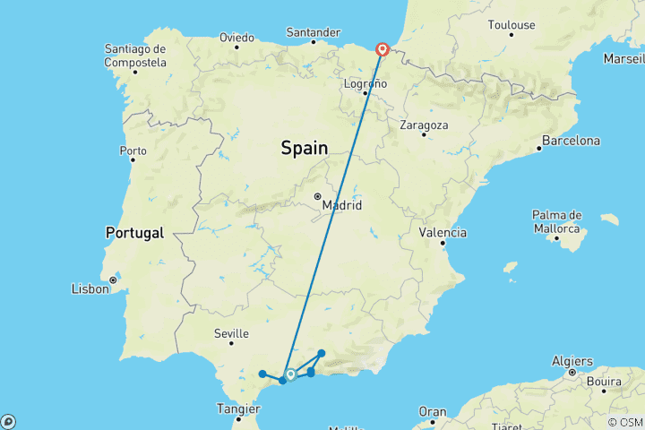 Carte du circuit Trésors d'Andalousie