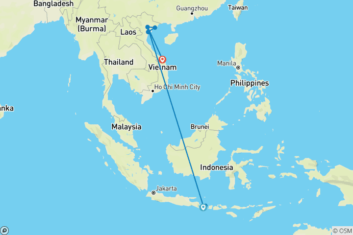 Mapa de Bali y Vietnam: farolillos, luces y playas encantadoras (including Canggu)