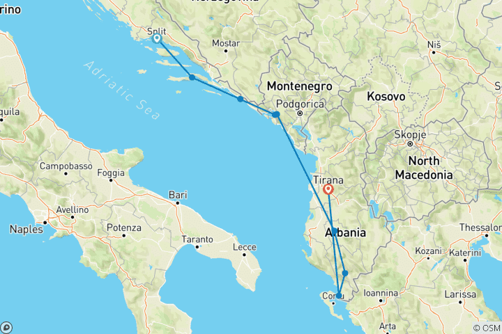 Carte du circuit Premium Croatie, Monténégro et Albanie
