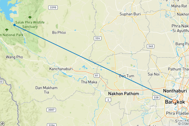 Map of 4 Days in Bangkok: Culture, Cruises & Natural Wonders
