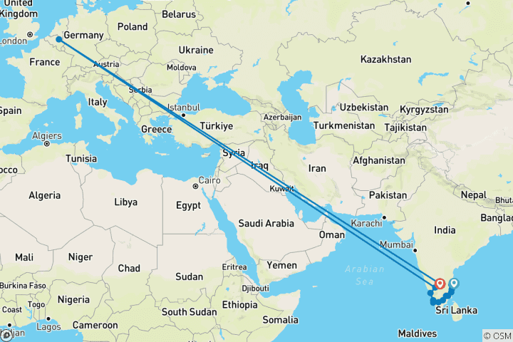 Carte du circuit Découvrez la splendeur de l'Inde du Sud : Un voyage de 16 jours