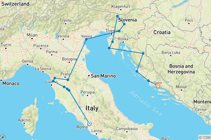 Carte du circuit Premium Rome to Split