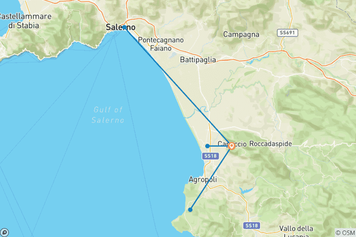 Carte du circuit Côte italienne du Cilento - Capaccio
