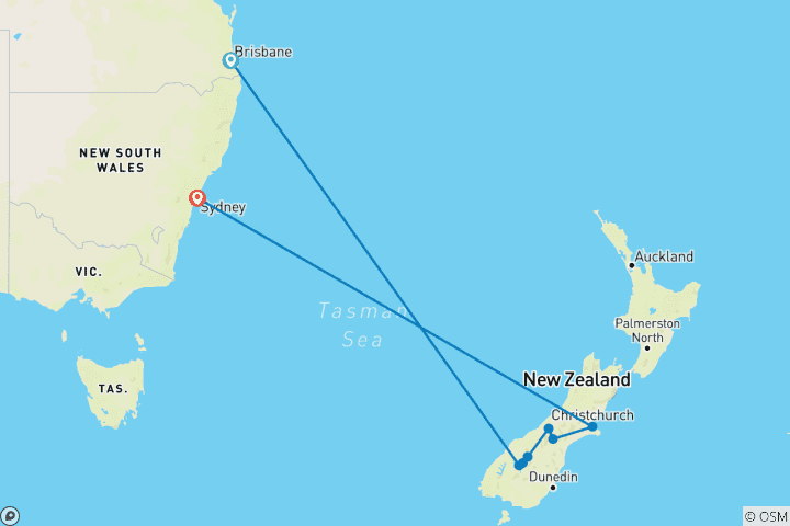 Carte du circuit Australie & Nouvelle-Zélande : Livin' a Down Under Kind of Dream ! (8 destinations)