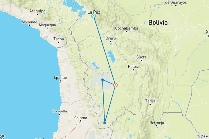 Carte du circuit Echos des Andes : 7 jours à La Paz et Uyuni