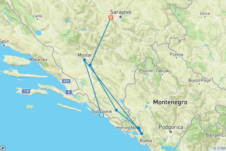 Map of Journeys: Discover Montenegro and Bosnia National Geographic Journeys