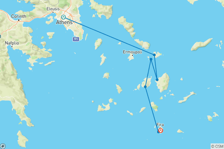 Carte du circuit Voyages : Découvrez les îles grecques National Geographic Journeys