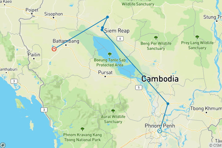 Carte du circuit Le Cambodge captivant - 9 jours