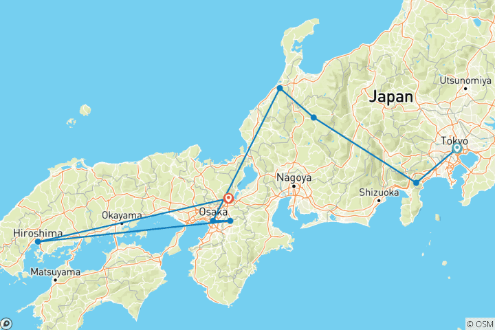 Map of Jump Into Japan - 14 days