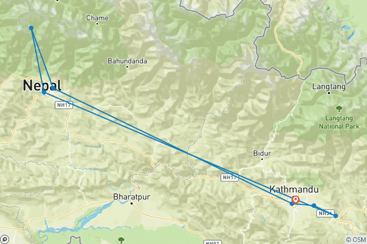 Mapa de Nepal al Descubierto - 8 días