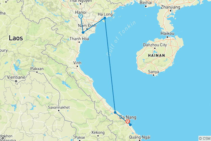 Carte du circuit Nord du Vietnam classique - 8 jours