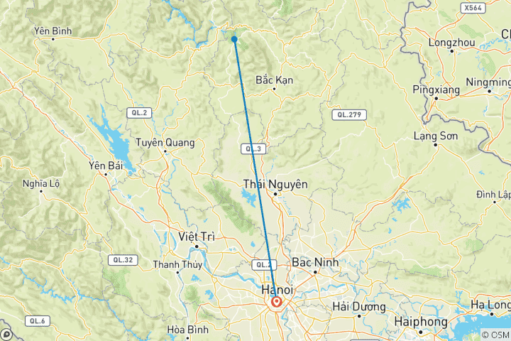 Carte du circuit De Hanoi au parc national de Ba Be - 3 jours