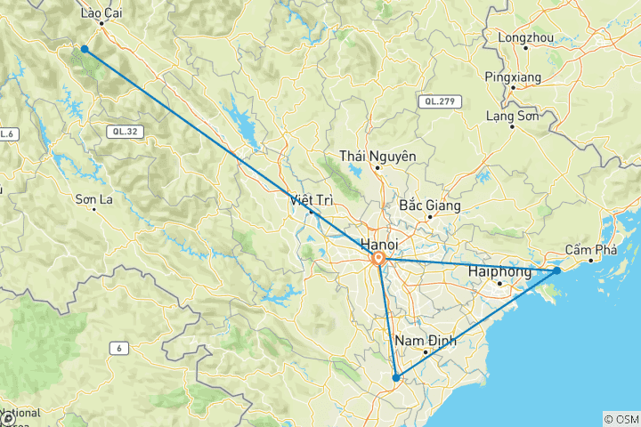 Mapa de Hanói, Sapa, Ninh Binh y Halong - 8 días