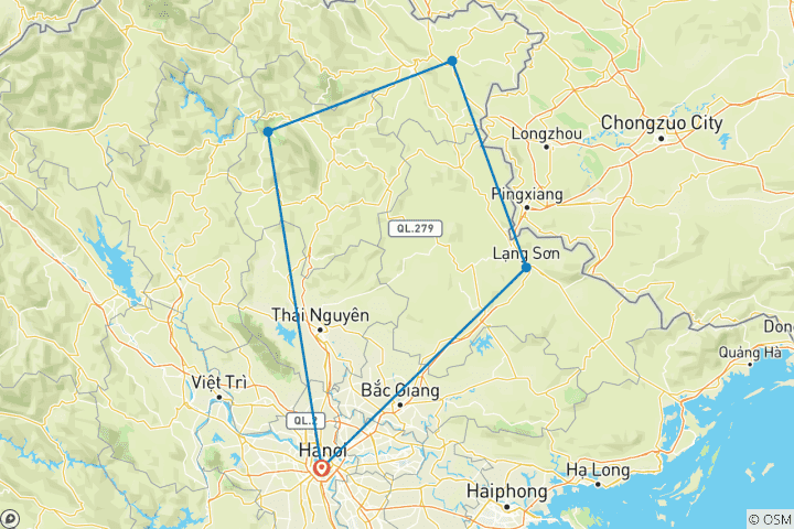 Carte du circuit Ba Be sauvage et cascade de Ban Gioc - 3 jours