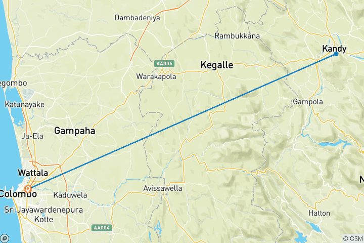Kaart van 03 Dagen Sri Lanka