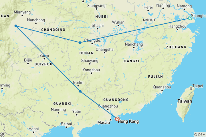 Map of Journeys: Pandas & the Peaks of Zhangjiajie National Geographic Journeys