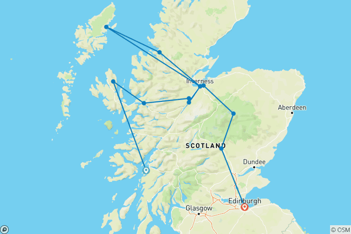 Map of West Scotland & Islands - 8 days