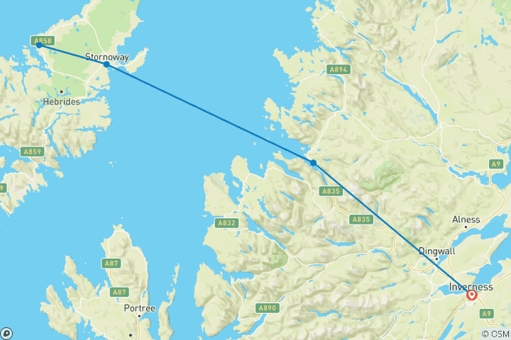 Carte du circuit Escape to the Hebrides Express - 3 jours