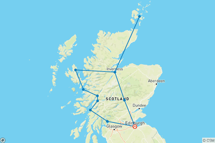 Kaart van Schotland & Orkney ontdekt - 8 dagen