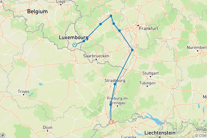 Map of Rhine & Moselle Splendors (Wine Cruise) 2027