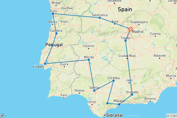 Map of From Madrid: 10-Day Portugal & Andalucia