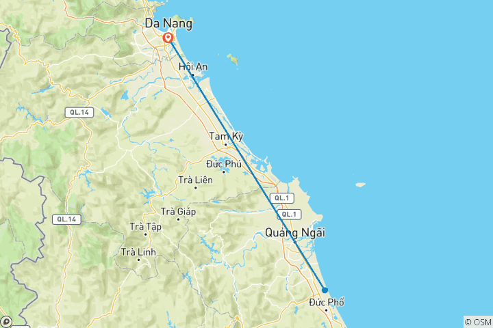 Kaart van 2-daagse Da Nang & Hoi An ontdekkingstocht zonder overnachting