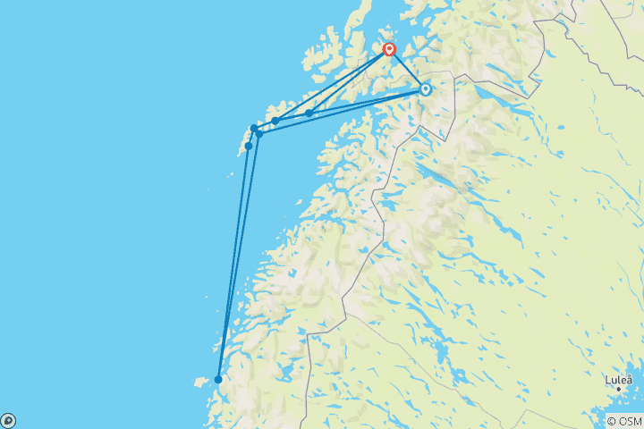Map of Trip through the Lofoten Islands
