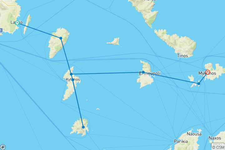 Map of Sail & Hike Greece: Athens to Mykonos