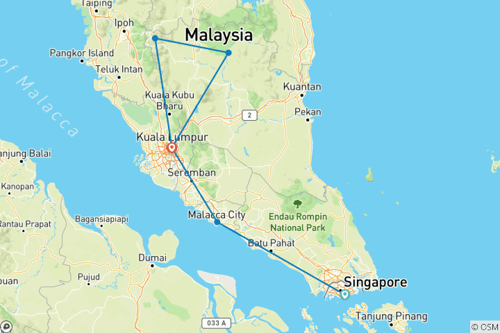 Carte du circuit Singapour et Malaisie avec Luxury Beach Retreat