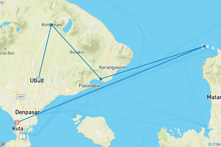 Carte du circuit L'essentiel de Bali et des îles Gili