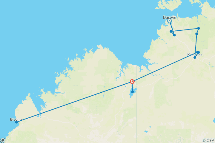 Karte von Top End & Kimberley Spektakulär 2026 - 12 Tage (von Darwin bis Kununurra)