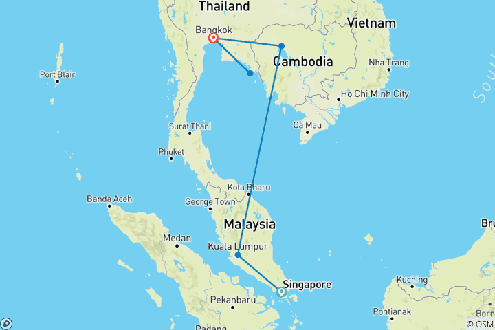 Map of Southeast Asia Grand Luxe: Singapore to Siam