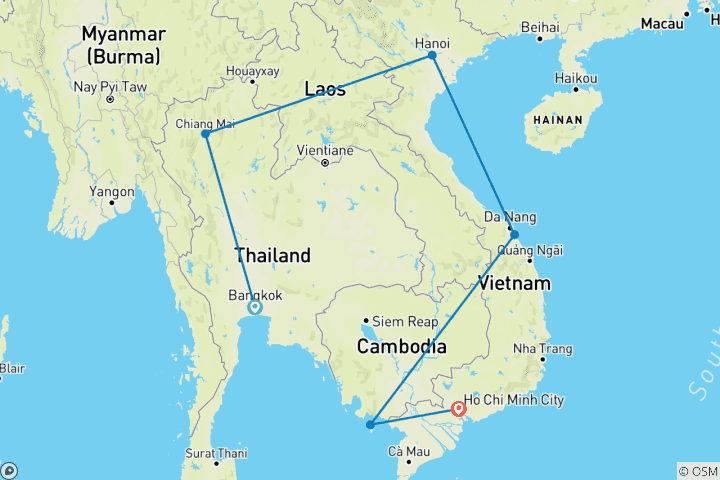 Map of Essence of the East: Thailand & Vietnam Highlights