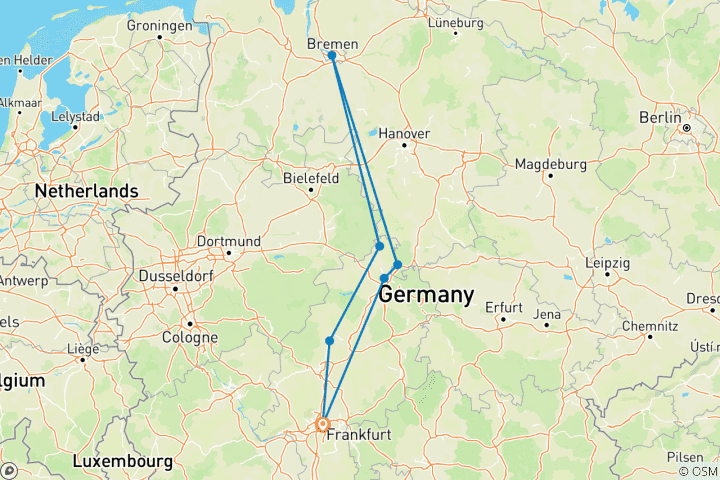 Carte du circuit UN VOYAGE FÉERIQUE À TRAVERS L'ALLEMAGNE