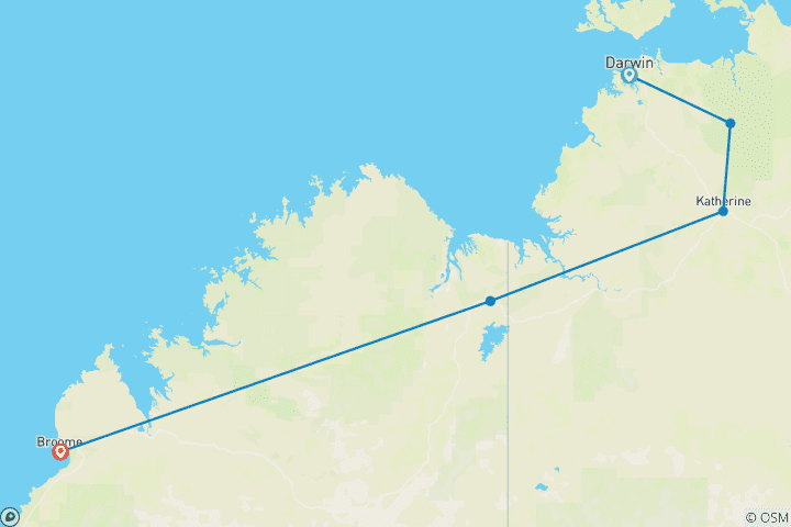 Carte du circuit Top End et Kimberley spectaculaires 2026 - 11 jours