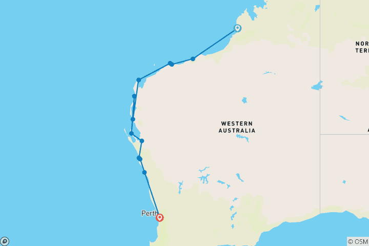 Map of Pilbara, Broome & Monkey Mia 2026 - 15 Days (from Broome to Perth)