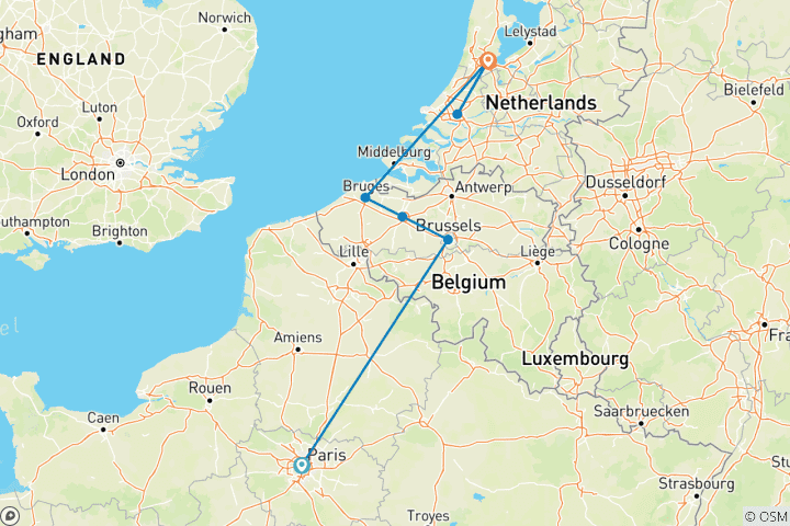 Carte du circuit De Paris à Amsterdam