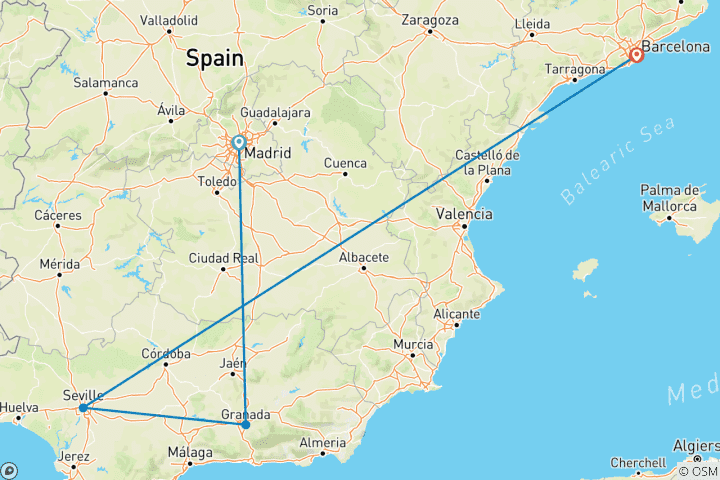 Map of Highlights of Southern Spain