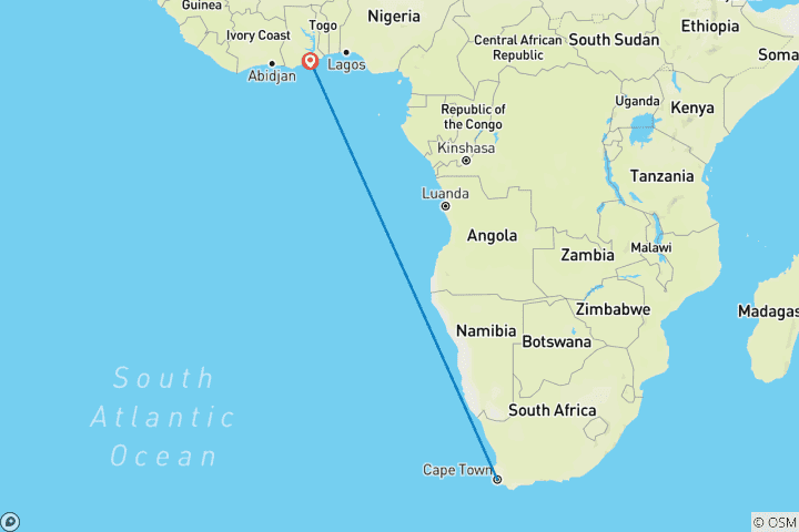 Karte von Wurzeln & Reben: Südafrika trifft auf Ghana