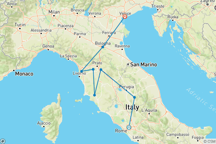 Map of Highlights of Italy in Winter
