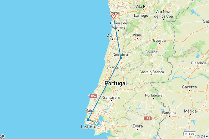 Carte du circuit Premium Portugal (4 destinations)