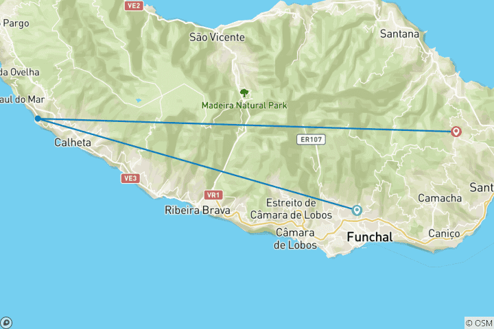 Carte du circuit Trek à Madère