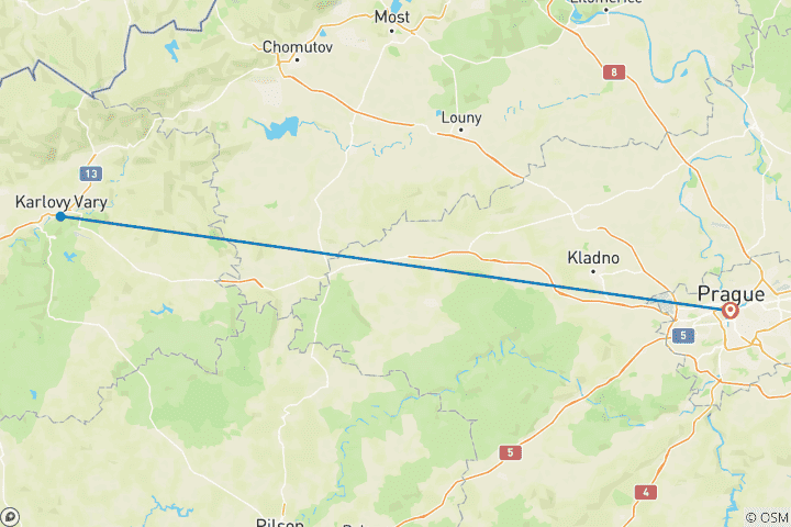 Carte du circuit Escapade thermale en République tchèque - 6 jours (Prague - Karlovy Vary - Františkovy Lázně)