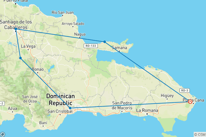 Carte du circuit Circuit République dominicaine et baignade - 15 jours de hauts lieux avec extension balnéaire