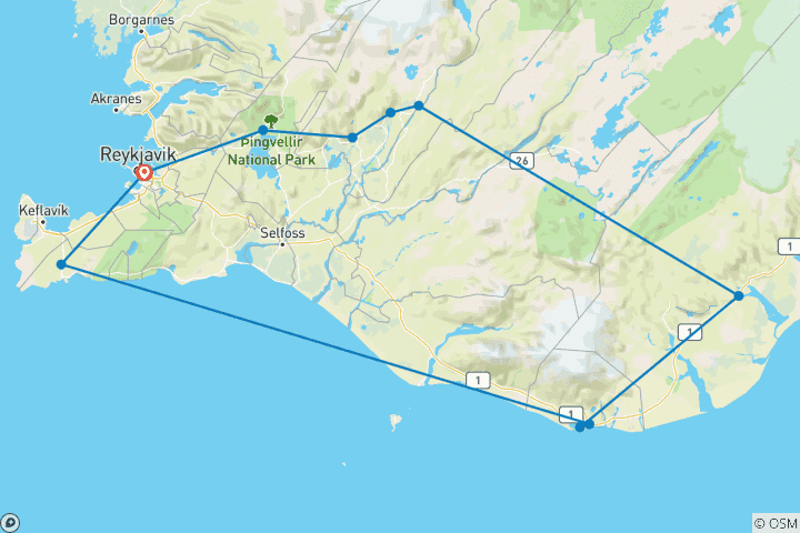 Carte du circuit Islande Feu et Glace (Classique ( Jusqu'au 3 mars '27), Été)