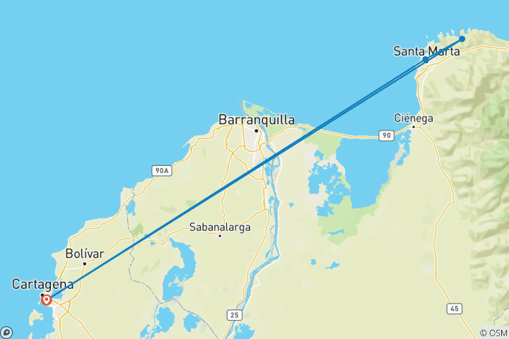 Carte du circuit Colombie côtière