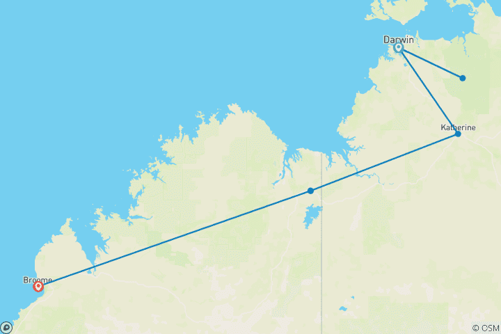 Carte du circuit Top End & Kimberley Spectacular 2026 - 12 jours (7 destinations)