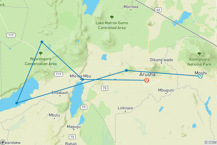 Carte du circuit Safari culturel en Tanzanie